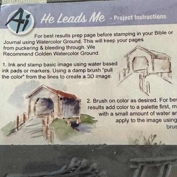 Art Impressions Bible Journaling 5169 He Leads Me Covered Bridge Stamp Set New - Picture 4 of 8